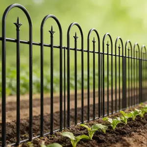 ARIFARO 24" H x 24" W No Dig Garden Fence, 5 Panels 10ft Black Metal Garden Decor, Garden Raised Bed Rustproof Easy Assembly Garden Border for Flower Bed, Yard, Patio