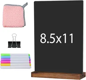 Desk Chalkboard  Sign Double-Sided Chalkboard with Wooden Base Decorative Chalkboards Message Blackboard (1 Pack 8.7x12)