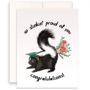 Stinky Proud Of You Funny Graduation Card 2025 - Skunk Congratulations Card - Liyana Studio Handmade Greeting Cards