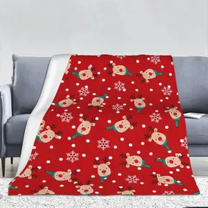 Christmas Throw Blanket Reindeer Snowflakes Soft Warm Fuzzy Cozy Blanket for Living Room Sofa Couch Bed 40"x50" Lightweight Multi-Functional Flannel Blanket