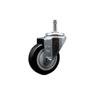 Service Caster SCC-GR20S3514-PPUB-BLK-716138 Polyurethane Swivel Grip Ring Stem Caster, Swivel Wheels, Furniture Moving Wheel, 3.5x1.25 in. Black Roller, 0.43 in. Stem