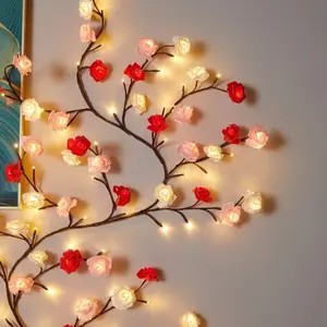 LED branch light Valentine's Day rose shaped light indoor wall decoration bendable and dimmable rattan light