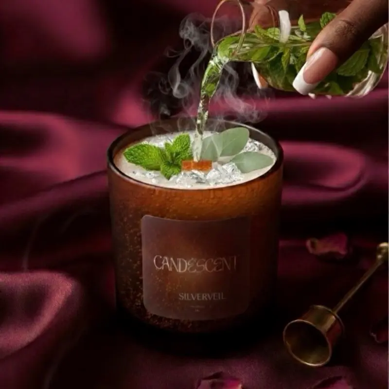 Candescent Silverveil- 10 oz. Scented Coconut-soy Candle with Crackling Wooden Wick