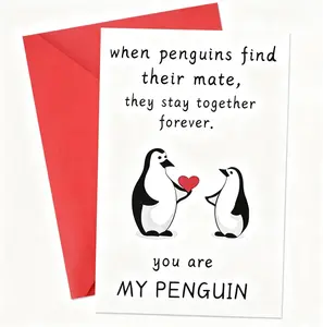 Valentines Day Gift for Men Penguin Card Anniversary Card Gifts for Him Her,Valentines Day Card for Husband Wife Boyfriend Girlfriend Fiance Fiancee Men Women – “You Are My Penguin”