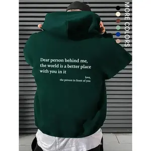 Up to 75% off! Dear Person Behind Me hoodies — men’s letter-print drawstring hoodie with a pocket; casual, soft, long-sleeve pullover; laid-back school streetwear; outdoor wear; perfect gifts for men.