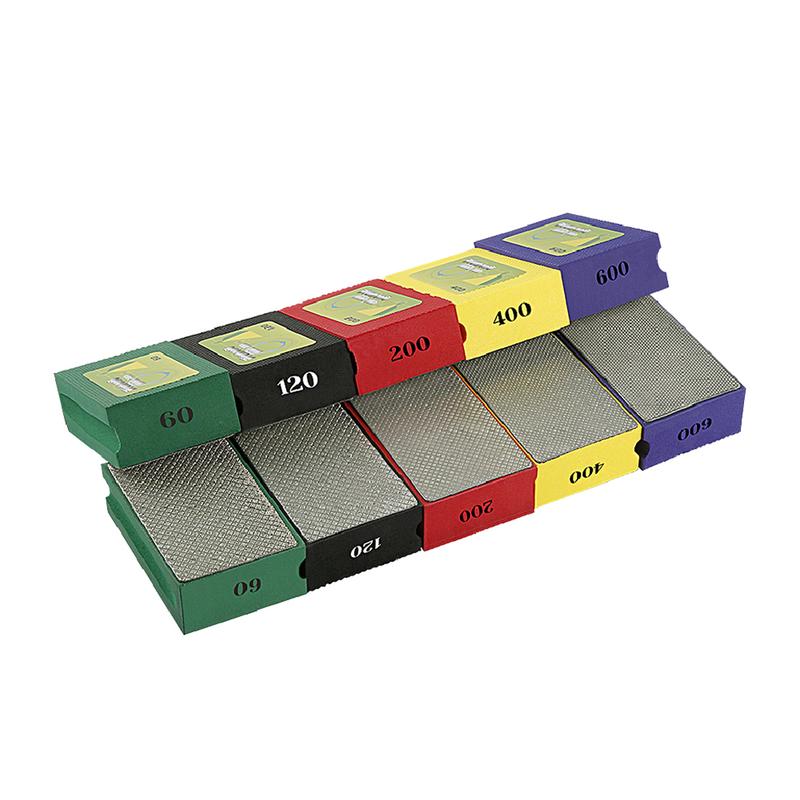 LOZLIN 5PCS Diamond Hand Polishing Pads 60-600# Grit with Foam Backing Wet/Dry Sanding Blocks for Tile Stone Marble Ceramics Glass Wood High Hardness Abrasive