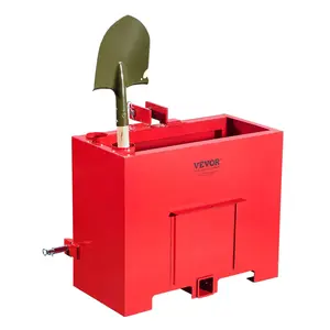 VEVOR  Ballast Box, 3-Point Category 1 Tractor Ballast of 800lbs Capacity, for 2 Inch Hitch Receiver, Heavy-Duty Steel 4.3 ft³ Large Volume Loader Attachment with Sliding Door, Red