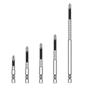 5PCS PH2 Phillips Screwdriver Bits Set with Magnetic Serrated Anti Slip Tips | 1/4 Inch Hex Shank Impact Grade Cross Bits for Power Drills | Long Reach 50mm 65mm 70mm 90mm 150mm for DIY Repair Construction and Home Projects