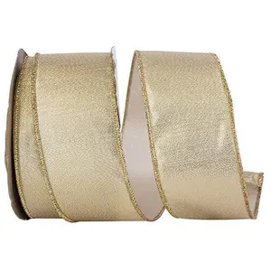 Outdoor Ribbon -- Gold Color -- Metallic Texture Shine Commercial Heavy Wire Edge -- Various Sizes