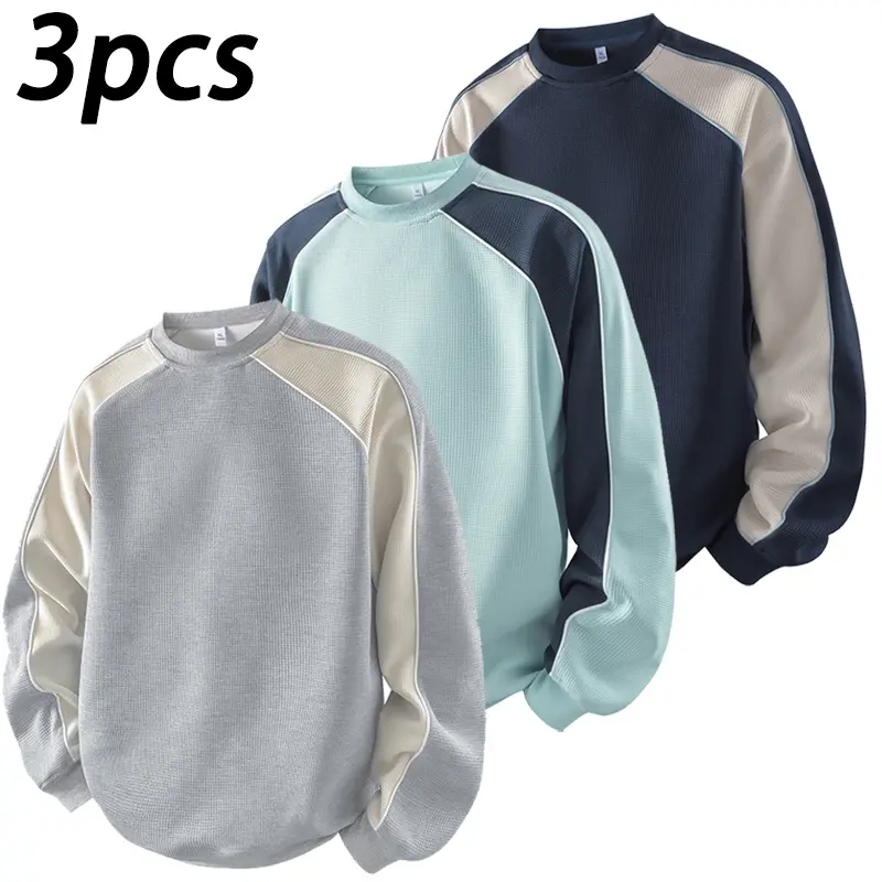 Men's Casual Crew Neck Sweatshirt - Menswear Tops, Simple Regular Fit, Long Sleeve, Versatile for Spring, Autumn Daily Wear