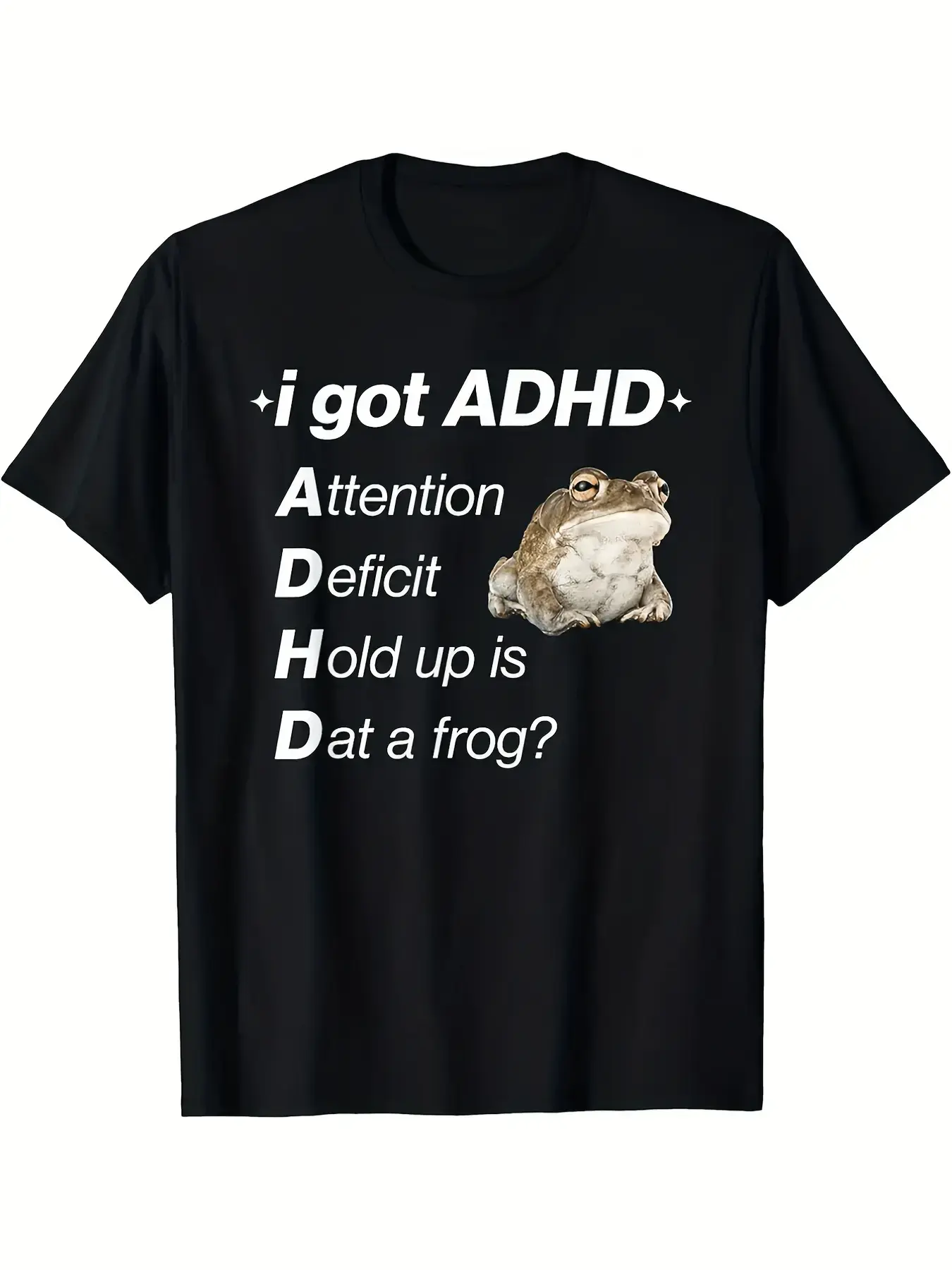 Men's ADHD Awareness Funny Graphic T-Shirt - Menswear Tops, Casual Round Neck Short Sleeve Black Tee, Durable All-Season Wear for Parties, Sports
