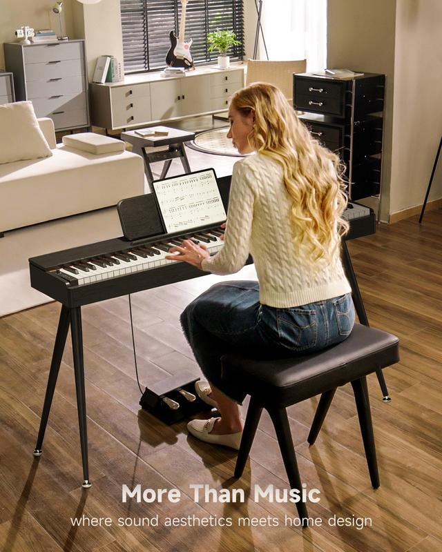 onner OURA S100 Home Digital Piano with 88 Key Graded Hammer Weighted Keyboard for Beginner, Boasts Bluetooth, 3 Original MIDI Demos, Local Off Function, 2 * 10 W, USB-MIDI, Piano Three Pedal, Black