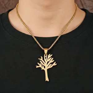 Leafless Tree Necklace,Stainless Steel Tree of Life Tree Pendant Necklace,Family Tree Pendant Necklace, Punk Rock Style