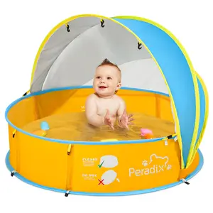 Peradix Paddling Pool for Kids & Pets Infant Ball Pit Tent, Portable Baby Beach Tent, 4-in-1 Pop Up Pool Tent with UPF 50+ Canopy & Mosquito Net, Indoor/Outdoor Playpen Foldable Toys for Child Summer