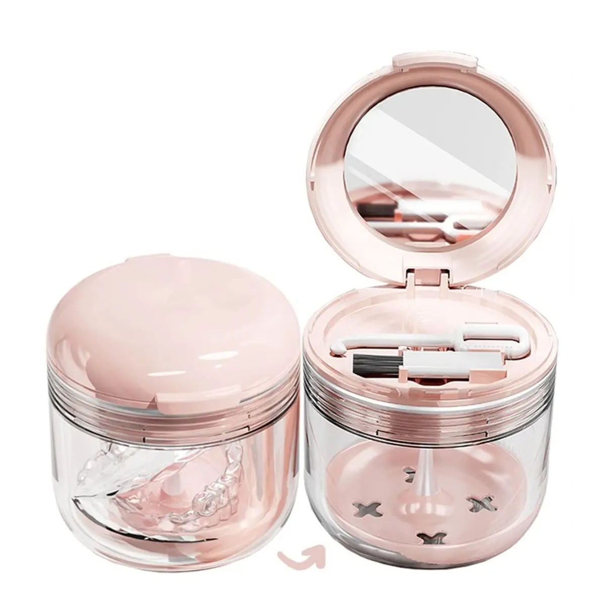 Retainer Cleaning Case – Mouth Guard Soak Container with Strainer Basket for Aligners, Braces & Dentures