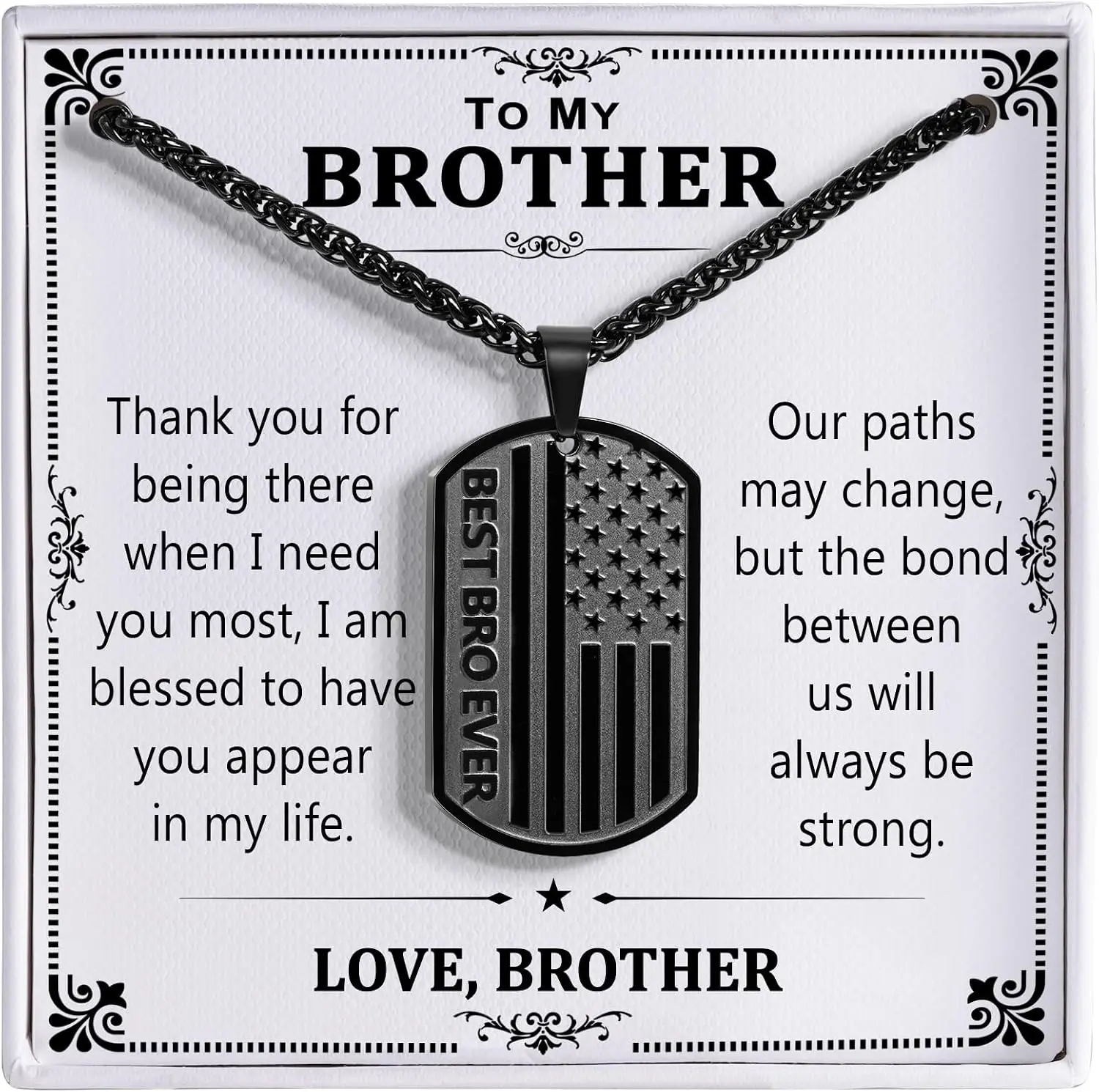 American Flag Dog Tag Pendant Necklace, 24 in HALLOWN Gift for Men - Ideal for Anniversary, Birthday for Son, Husband, Boyfriend, Dad