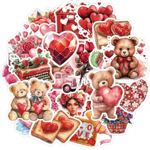 100PCS Valentine Playful Hearts Paper & Vinyl Stickers, Romantic Memory Sticker Pack for Journals, Planners, DIY Crafts, Office Stationery (for Teens)