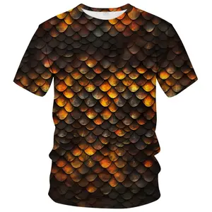 Unisex 3D Dragon Scale T - Shirt, Vintage Fire Dragon Scales Pattern Tee for Halloween Cosplay, Fantasy Theme Parties, Daily Casual Wear for Men & Women