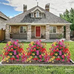 Artificial Flowers for Outdoors, 12 Bundles Plastic Fake Flowers Daisy for Home Garden Decor, Faux Plants for Spring Summer Porch, Window Box, Vase Decoration(4 Mix Color)