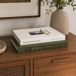 Beautiful Decorative Books - Set of 2 Boxes Enhance Your Coffee Table, Bookshelf or Mantel Shelf Decor - Aesthetic Fake/Faux Books for Modern Home Decoration, Photo Storage and as a Keepsake Box