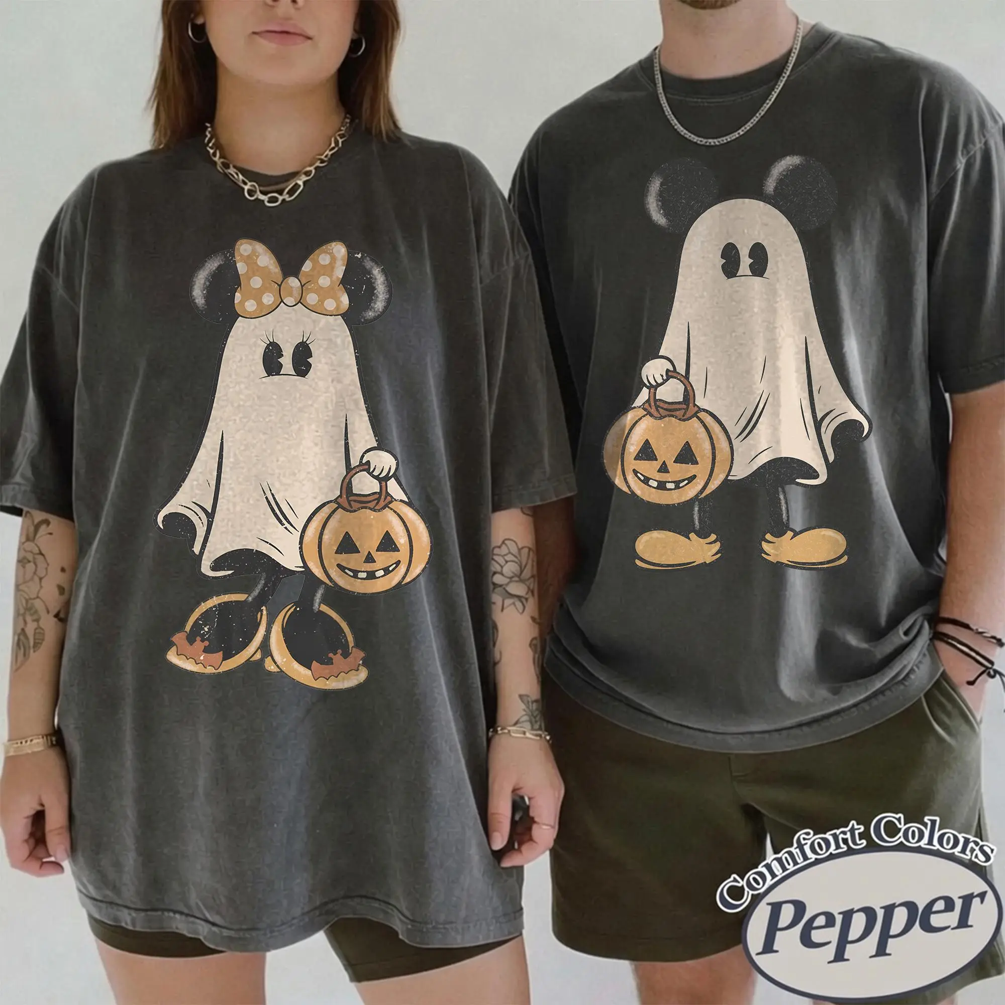 Retro Mouse Couple Halloween Shirt | Spooky Trick or Treat Graphic Tee | Cute Fall Costume Party T-Shirt