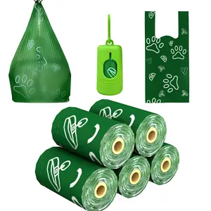 Dog Waste Bags with Handle, Biodegradable Scented, 75 Count, 5 Rolls, Leak-Proof and Thickened, Cat Litter Bag Refill, Includes Dispenser