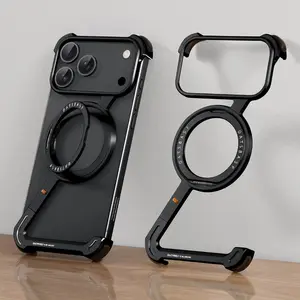 Oatsbasf Metal Z-Shape Phone Case for iPhone 17 Pro/Pro Max/17 Air with 360° Rotatable Kickstand Magsafe Protective Shockproof