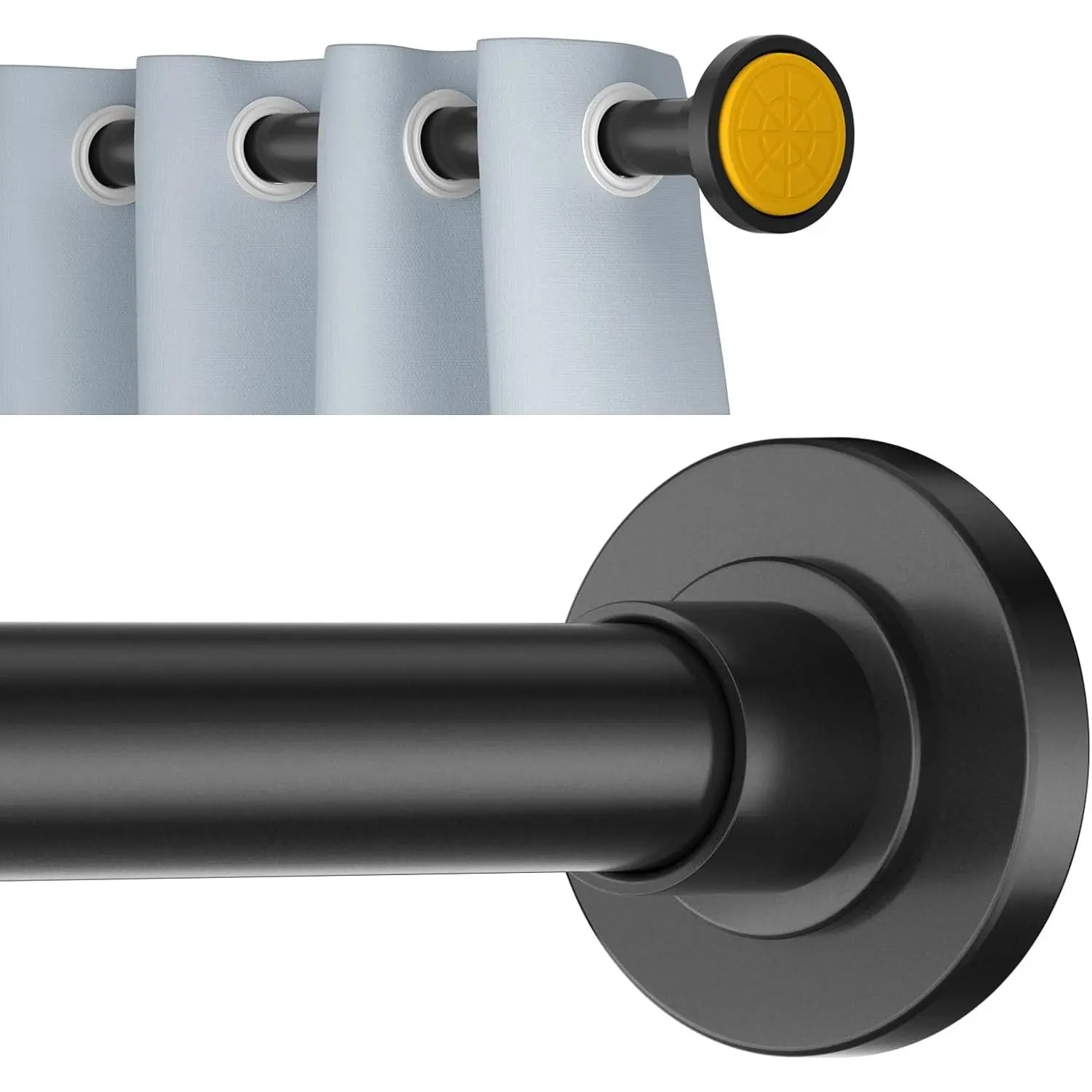 Black Shower Rod Tension 30 to 92 Inch,1 Inch Diameter Tension Rod No Drilling,Shower Rods for,No Rust