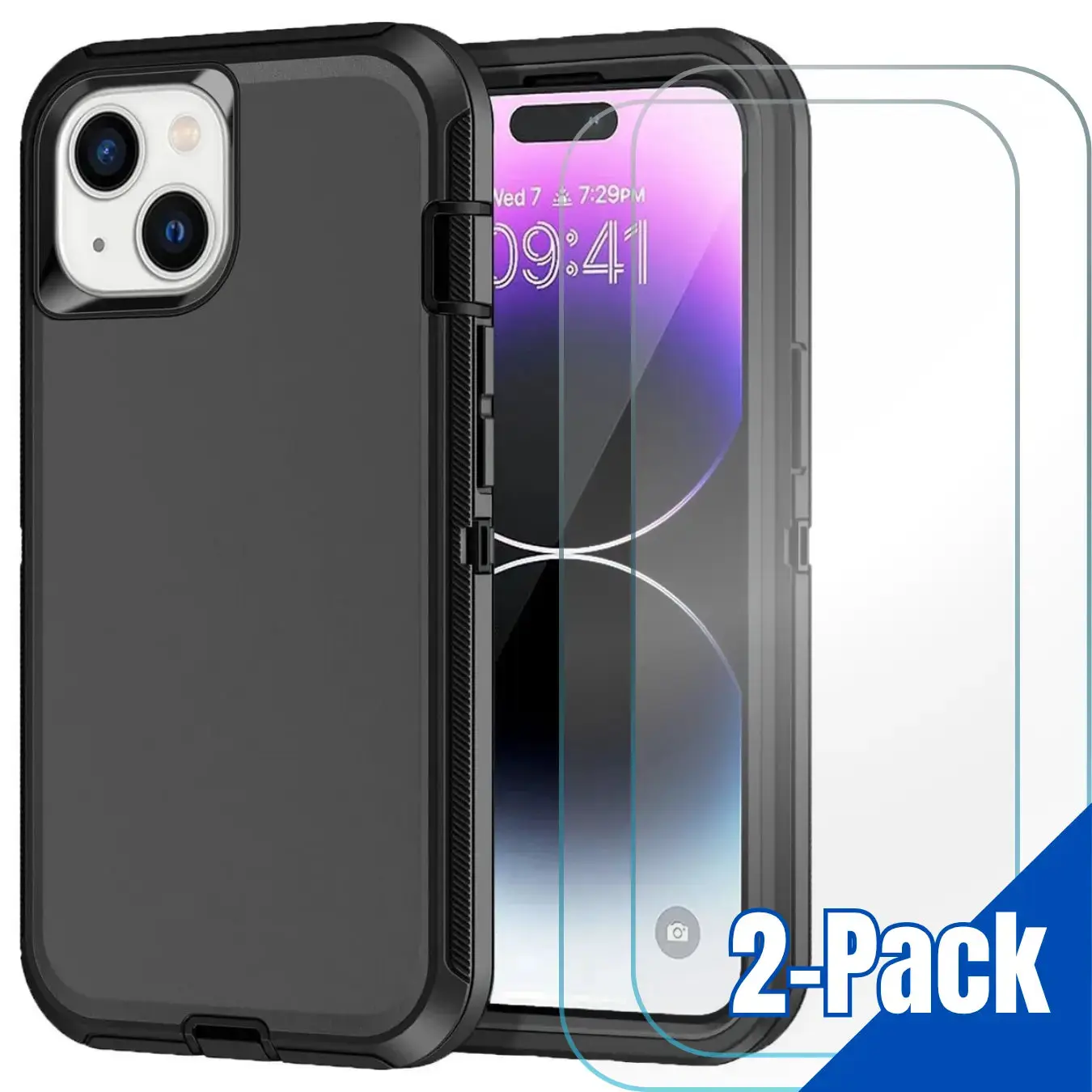 Entronix Case for iPhone 15 - Heavy Duty & 2 Screen Protectors Cover Protection