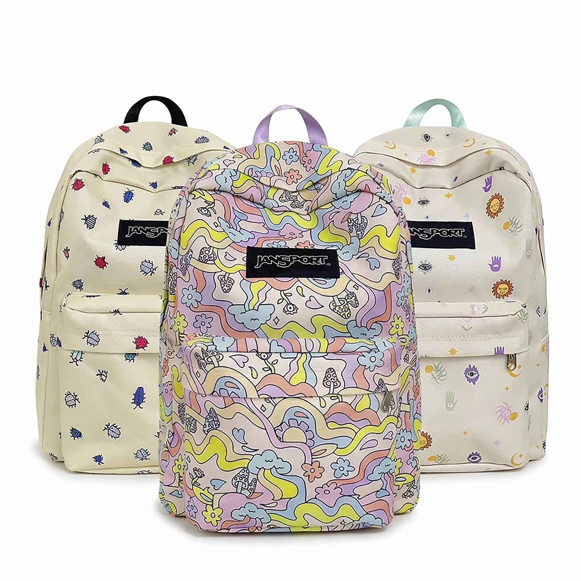 JanSport SuperBreak Backpack, Cute Printed Lightweight School Bookbag for Girls, Teens & College Students, Aesthetic Travel Daypack with Water Bottle Pocket