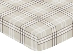 Sweet Jojo Designs Fitted Baby Crib Sheets (Tan Gingham Plaid) for Boys or Girls, Infant Nursery, Toddler Room - Standard Size (Taupe, Checkered, Classic, Tartan, Gender Neutral, Rustic, Farmhouse)