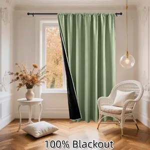 1 Piece 100% Full Shade Blackout Cloth Curtains, Balcony Bedroom Natural Wind Blocking Drapes, Heat Insulation Privacy Protection Cloth Curtain