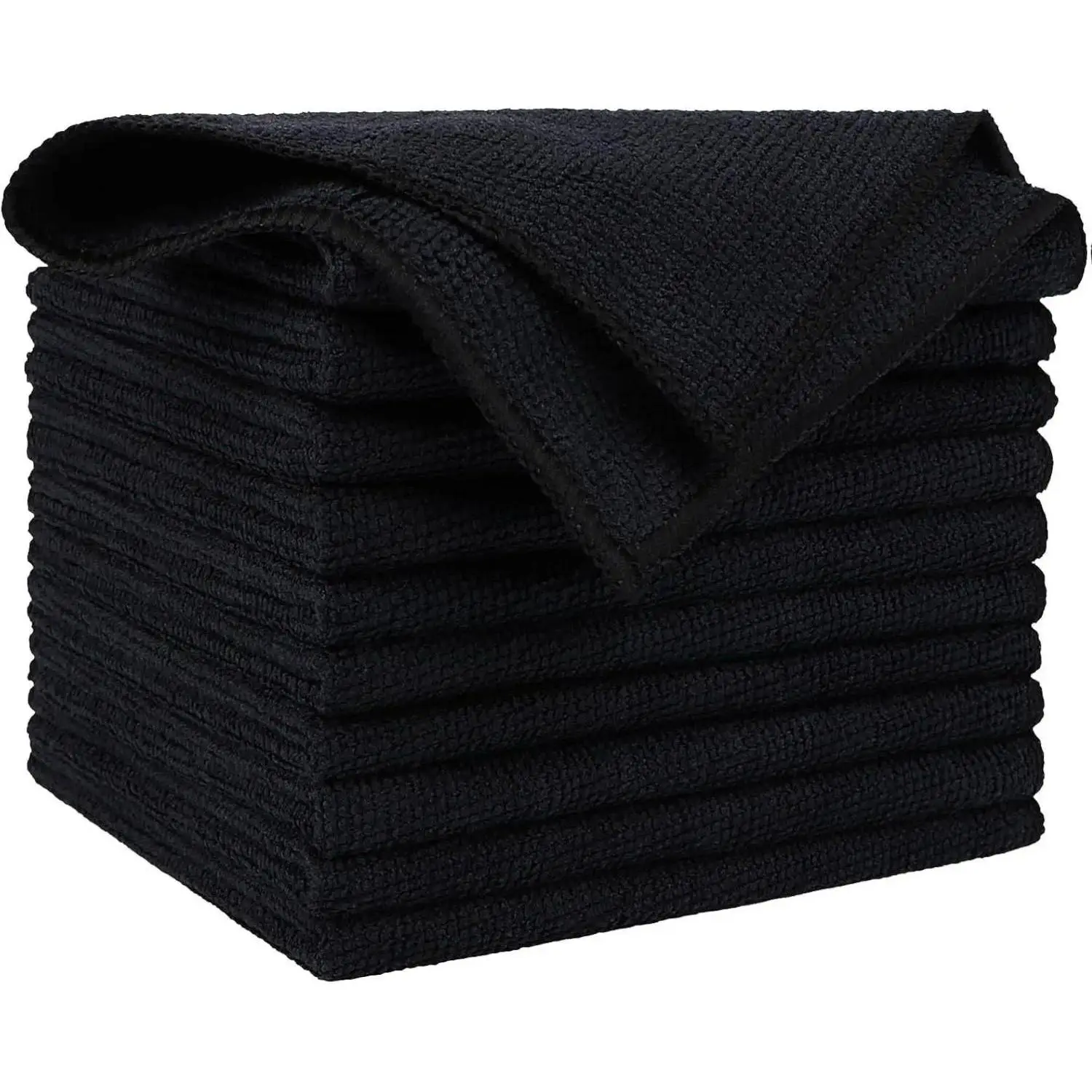 Microfiber Cleaning Cloth Black 10PK, Microfiber Towels for Cars, Premium Wash Cloths, Dusting Cloth Lint Free Cleaning Rags for SUVs, House, Kitchen, Window, Cleaning Supplies12*12"