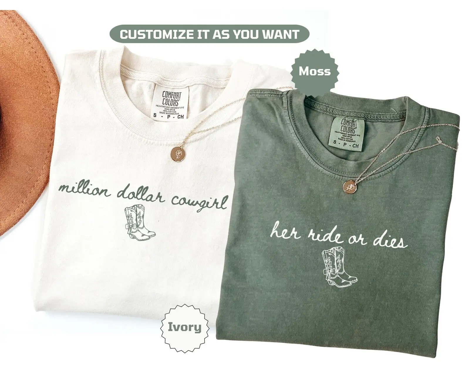 Custom Million Dollar Cowgirl Western Bride Squad Her Ride Or Dies Comfort Colors Shirt, Matching Wedding Shirt, Custom Bridesmaid, Wedding Party Bachelorette Shirt, Trendy Bride Shirt, Full Size, Full Color