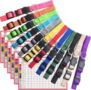 Puppy Collars Litter Puppy Collars for Small Puppies Soft Nylon Safety Whelping Litter Collar Newborn Pets with Record Keeping Charts 12pcs(S)