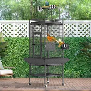 61" Tall Bird Cage - Premium Extra Large Bird Cage with Rolling Stand, Play Top, Feed Bowls & Secure Lock, for Macaws, Cockatoos, Conures, Parakeets, Lovebirds