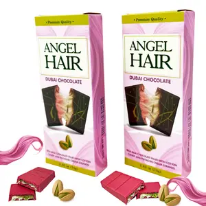 2 Pack 2.65 Oz Angel Hair Pink Chocolate Bars   Viral Pink Milk Chocolate with Cotton Candy & Pistachio Cream  Trending Gourmet Snack Gift