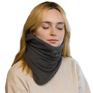 ErgoSnooze Travel Pillow Soft Fleece for Neck & Chin Support - Lightweight Foldable Airplane Pillow for Long Flights Office Naps & Road Trips