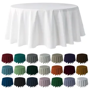 12-Pack Premium Plastic Tablecloth 84in. Round Table Cover - White