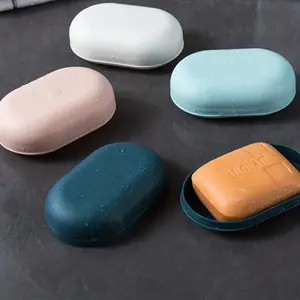 1 plastic oval soap box, covered travel soap box, portable soap box, leak proof soap rack box, travel camping gym sealed soap dish, travel essentials