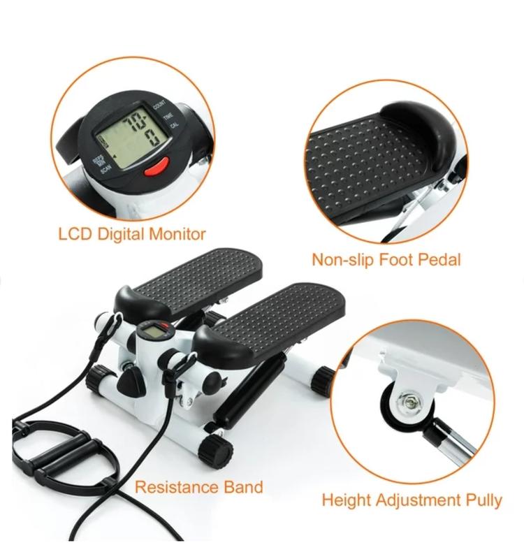 Genuine Trending Stepper For Exercise, Space-Saving Stair Stepper with Resistance Bands,Hydraulic Fitness Stair Stepper w/ LCD Monitor, Mini Stepper for Home And Office Use with 300LB Loading Capacity, Best Exercise Machine for Full Body Workout