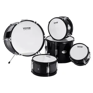 【fathersdaygift】VEVOR Kids Drum Set, 5-Piece, 16 in Beginner Full Drum Set with Bass Toms Snare Floor Drum Adjustable Throne Cymbal Hi-Hat Pedal and Two Pairs of Drumsticks, Starter Drum Kit for Child Kids, Black