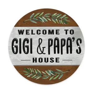 Welcome Decor Sign, Welcome Decorations for Front Door Porch, Rustic Hanging Home Decor for Wall, Housewarming Gifts for Grandma Gigi Mimi Papa Grandparent, Welcome to Gigi And Papa's House