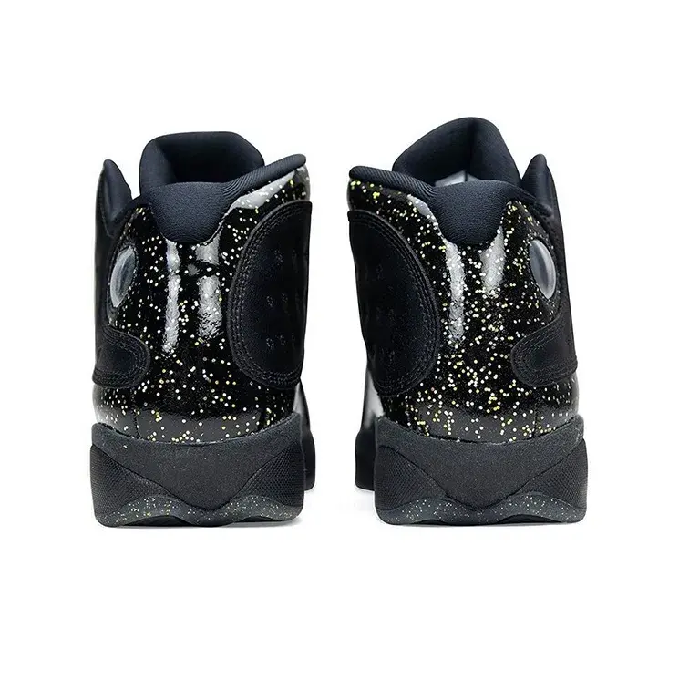 All Black Gold Speckle Gloss Suede Black Sole High Top Retro Basketball Shoes Brand New Sealed Round Lace Rubber Sole Breath Wear Non Slip Comfort