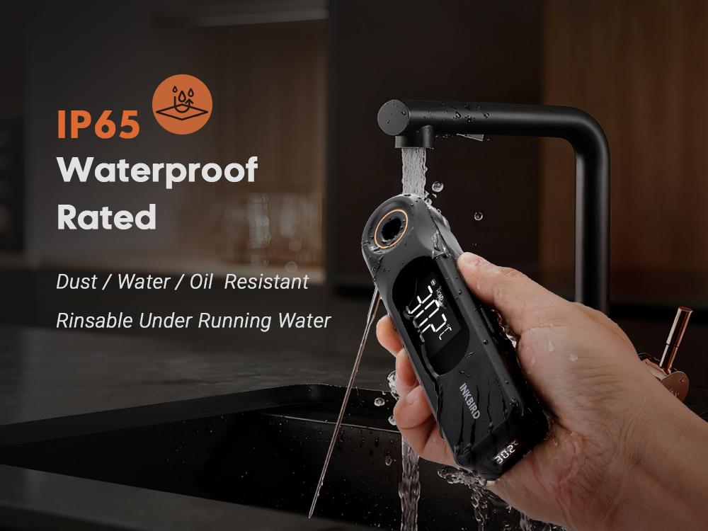 Mothersdaygift-INKBIRD dual-screen display 0.5-second rechargeable instant-reading meat thermometer, suitable for cooking and barbecuing; professional-grade 1.8-millimeter ultra-fine probe, IP65 level waterproof kitchen thermometer, Gill Smoker