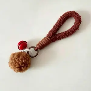 DIY-fuzzy ball bag charm puffy ball charm with bunny ear, strap