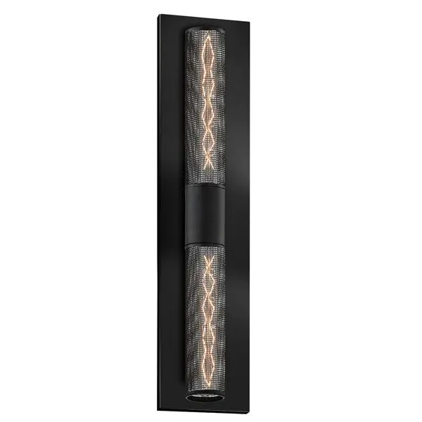 Urban 2-Light Edge Panel Sconce with Helix Filament and Black Wire Mesh Texture