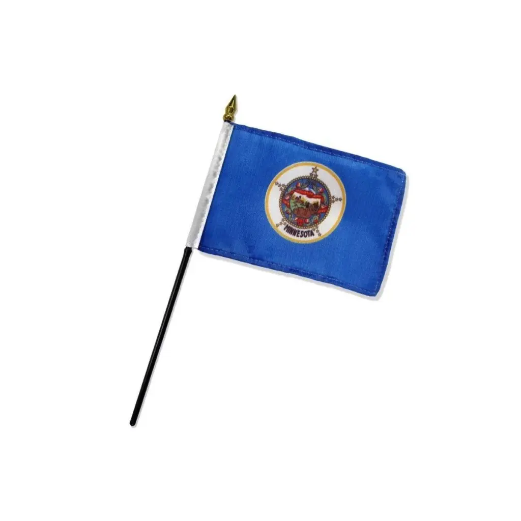 4x6in 1957 Minnesota Flag - Synthetic Polyester Stick Banner, 1-Piece Plastic Construction, Bright Colors, Stitched Edges, Pole Mount/Indoors/Desk Display, Parades Pride Festive Supplies Backdrop Accessory