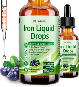 Liquid Iron Supplement with Vitamin C D B12 B Complex High Absorption Iron Drops for Energy Support Healthy Blood Levels Immune Health Gentle Vegan Formula for Women Men Kids Daily Use