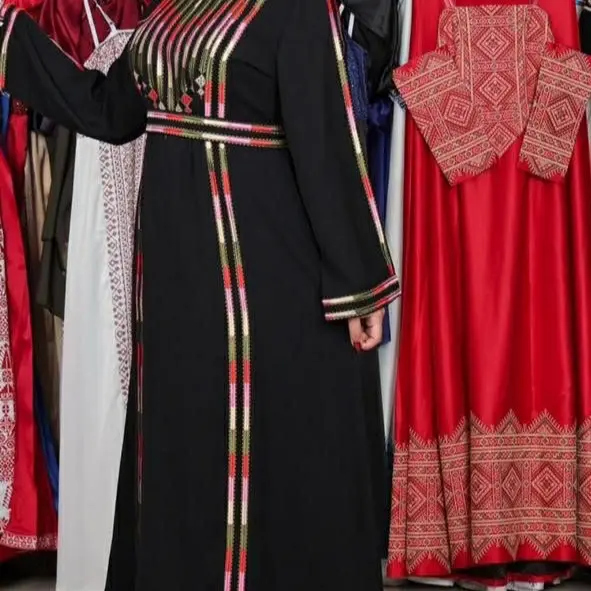 modern jordanian dress Women's Embroidered Abaya with Long Sleeves and Belt, Modern Jordanian  Style Modest Fashion for Casual or Formal Events, Women's Clothes